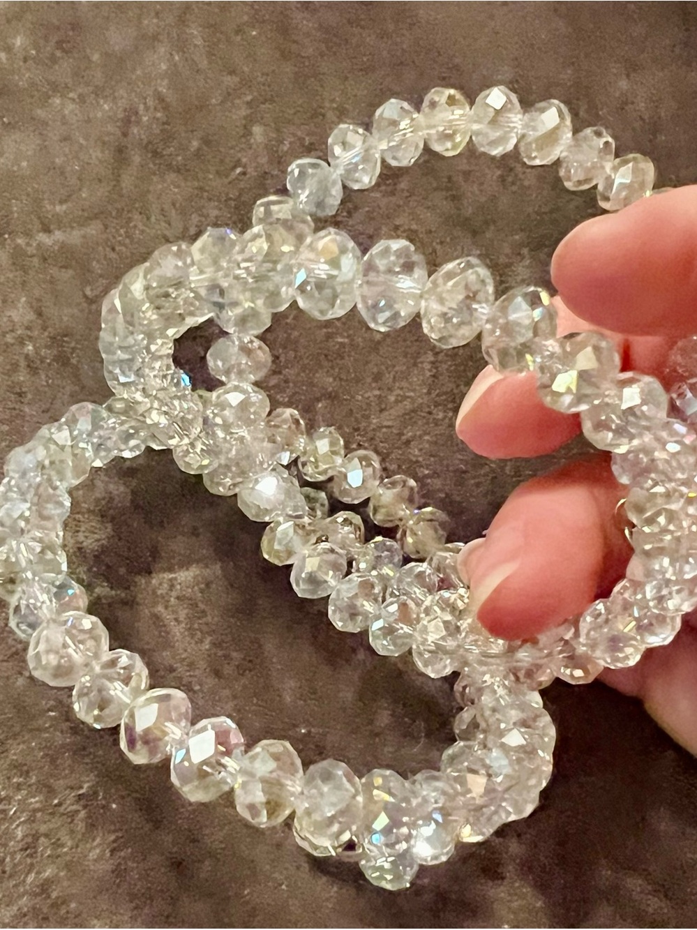Crystal Bead Stretch Bracelet - Clear